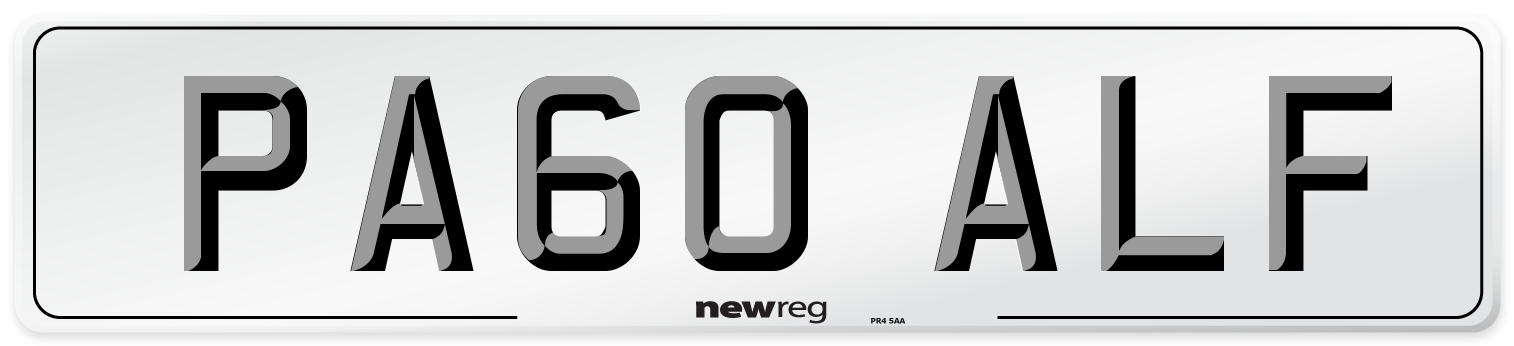 PA60 ALF Number Plate from New Reg